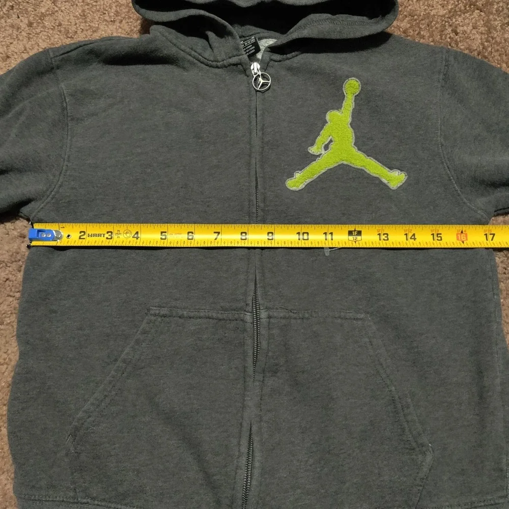 Nike Jordan Jacket Boys Kids Size‎ Medium Gray Green Full Zip Hoodie Sweatshirt
